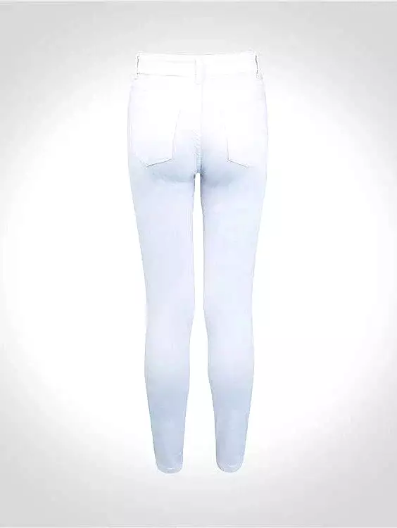 Women's Black and White Designer Denim Jeans with Side Pockets and Cut Out Detail