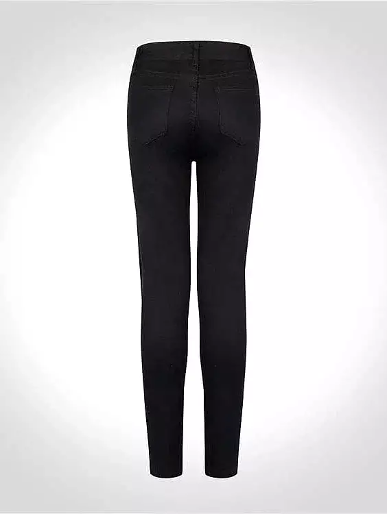 Women's Black and White Designer Denim Jeans with Side Pockets and Cut Out Detail