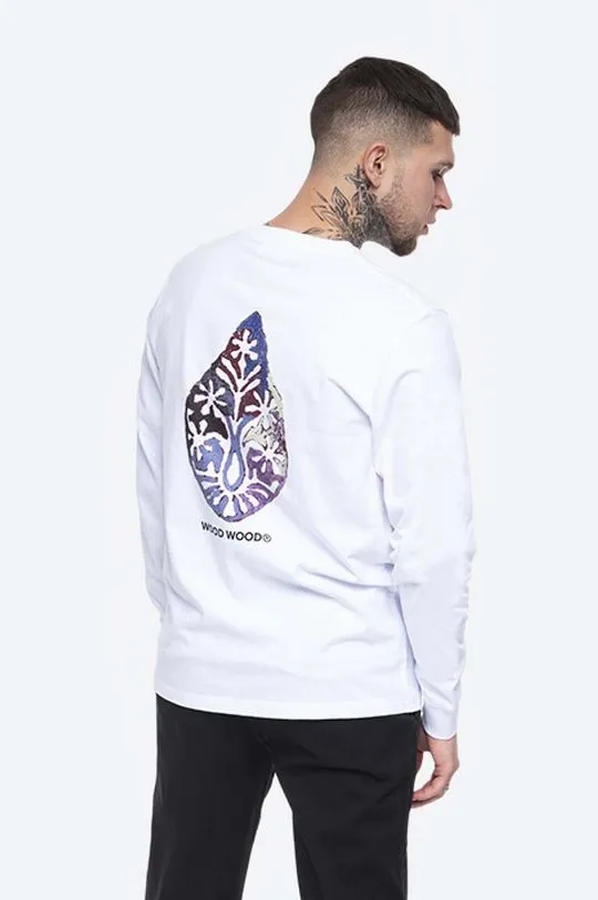 Wood Wood cotton longsleeve top Mark Paisley Long Sleeve white color