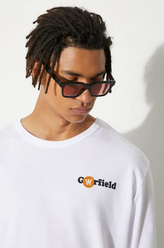 Wood Wood cotton longsleeve top X Garfield white color