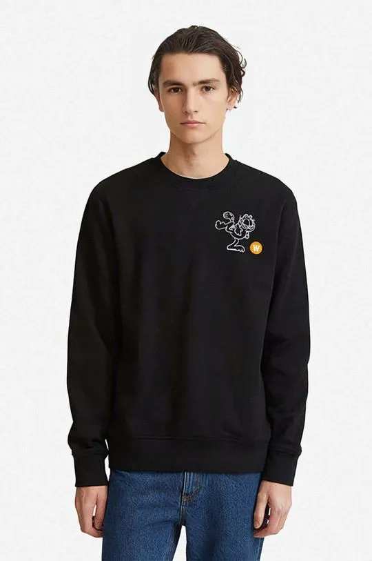 Wood Wood cotton sweatshirt X Garfield Tye men's black color