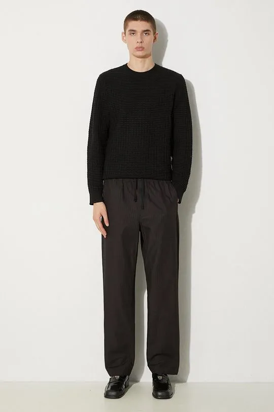 Wood Wood cotton trousers Stanley Crispy Check Trousers black color