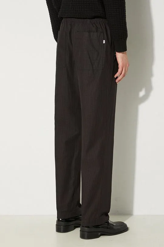 Wood Wood cotton trousers Stanley Crispy Check Trousers black color