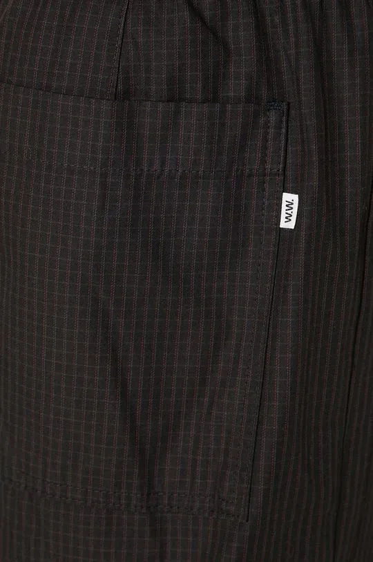 Wood Wood cotton trousers Stanley Crispy Check Trousers black color