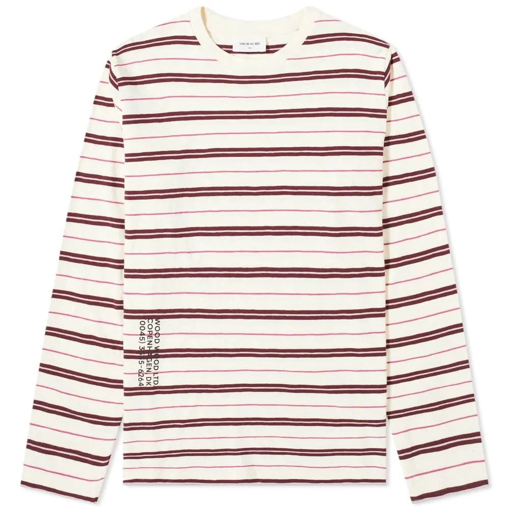 Wood Wood Long Sleeve Peter Striped TeeOff White Stripe