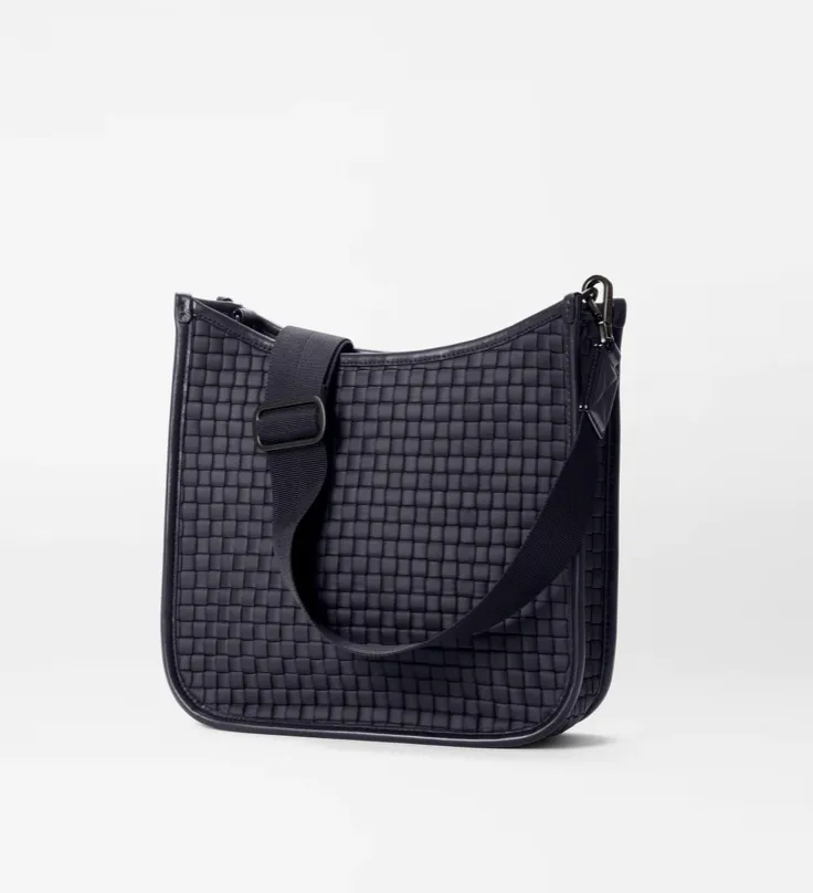 Woven Box Crossbody- Black